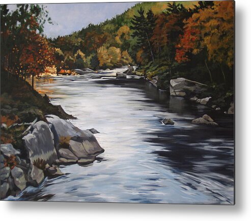 Natalie Eisen Metal Print featuring the painting Autumn on the Allegheny by Outre Art Natalie Eisen