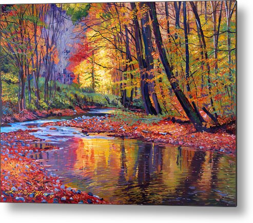 Landscape Metal Print featuring the painting Autumn Prelude by David Lloyd Glover