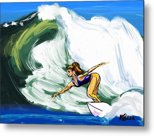 Surfing Metal Print featuring the digital art Bali Breakers by Michael Kallstrom