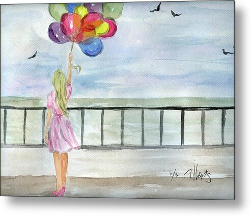 Watercolor Metal Print featuring the painting Baloons by PJ Lewis