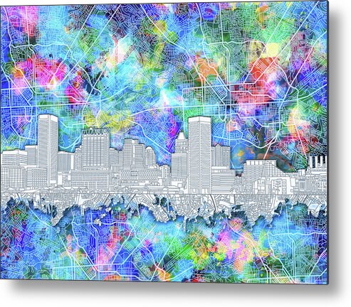 Baltimore Metal Print featuring the painting Baltimore Skyline Watercolor 14 by Bekim M