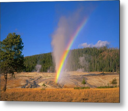 Beehive Geyser Metal Print featuring the photograph Beehive Geyser Rainbow by Mark Miller