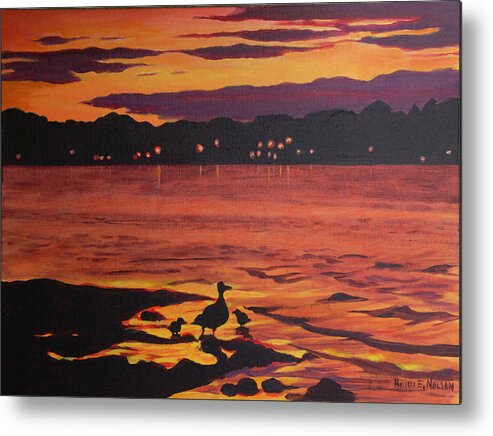 Art Metal Print featuring the painting Bellaire Ducks by Heidi E Nelson