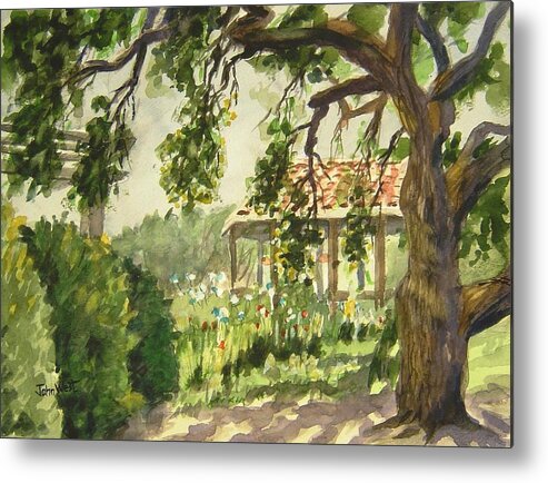 Landscape Metal Print featuring the painting Bent Creek Winery by John West
