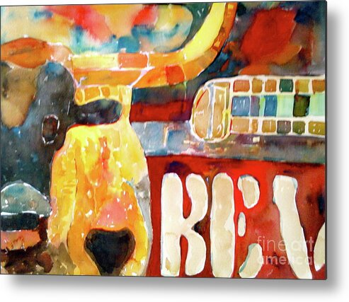 Bevo Metal Print featuring the painting Bevo Unplugged by Patsy Walton