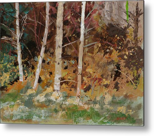 Birch Metal Print featuring the painting Birches 2 by Robert Bissett