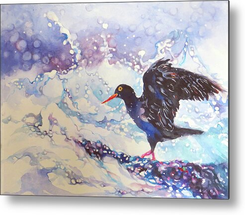 Black Metal Print featuring the painting Black Arctic Oystercatcher by Beverly Berwick