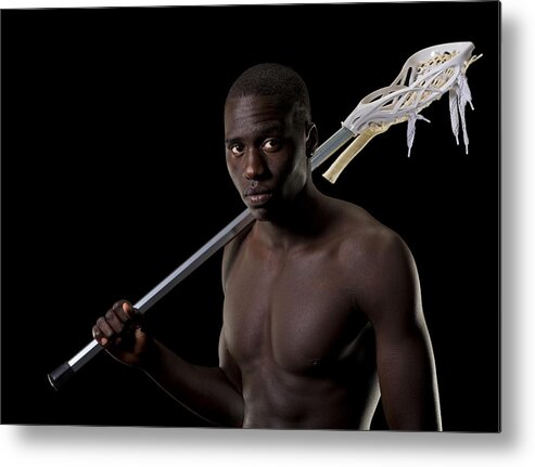 African American Metal Print featuring the photograph Black Lacrosse player by Jim Boardman