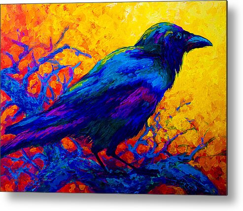 Crows Metal Print featuring the painting Black Onyx - Raven by Marion Rose