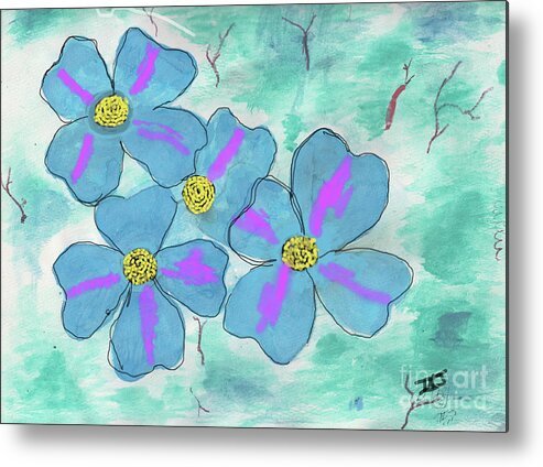 Flowers Metal Print featuring the painting Blue by David Jackson