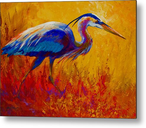 Heron Metal Print featuring the painting Blue Heron by Marion Rose
