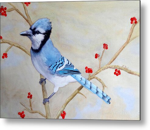 Blue Jay Metal Print featuring the painting Blue Jay by Laurel Best