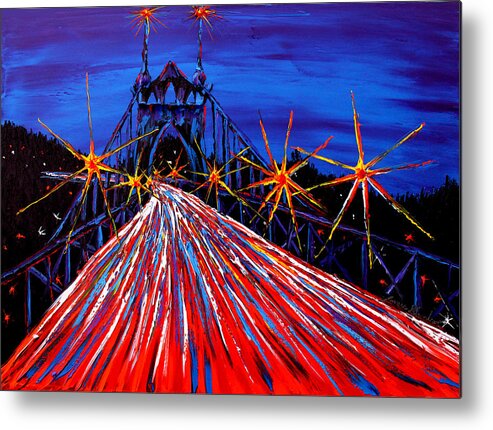 Metal Print featuring the painting Blue Night Of St. Johns Bridge #50 by James Dunbar