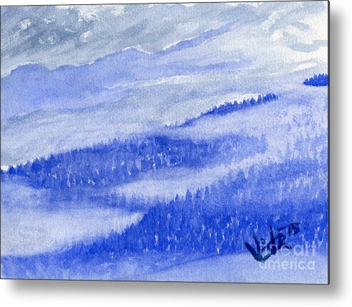 Mountains Metal Print featuring the painting Blue Noon in Western Montana by Victor Vosen