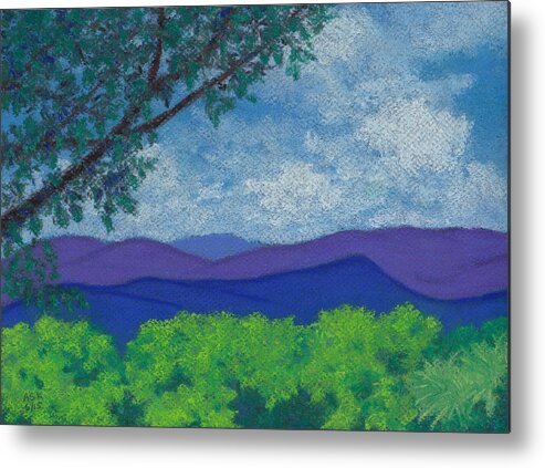 Mountains Metal Print featuring the pastel Blue Ridges 4 by Anne Katzeff