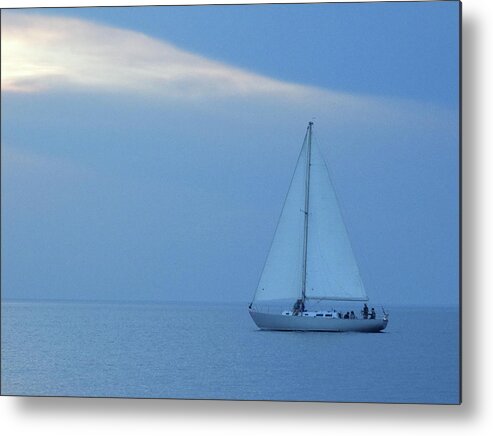 Door County Metal Print featuring the photograph Blue Sail by David T Wilkinson