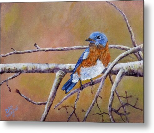 Blue.bird Metal Print featuring the painting Bluey by Dan Wagner