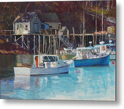 Maine Metal Print featuring the painting Boat Shack by Robert Bissett