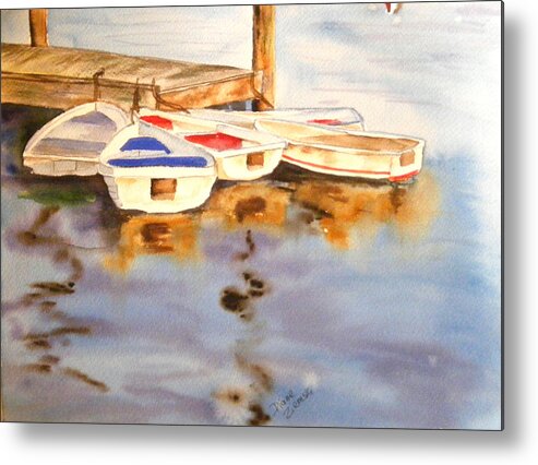 Boats Metal Print featuring the painting Boats by Diane Ziemski