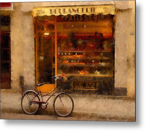 Paris France Metal Print featuring the photograph Boulangerie and Bike 2 by Mick Burkey