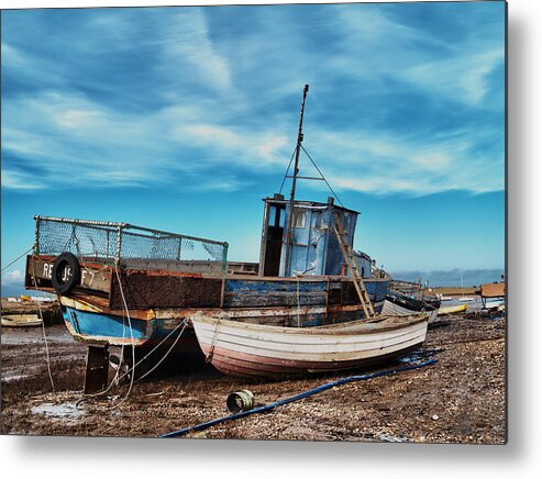 Brancaster Staithe Metal Print featuring the photograph Brancaster Staithe at Low Tide HDR by Paul Macro