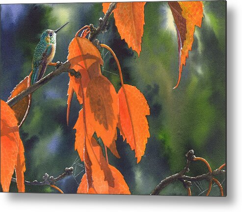 Leaves Metal Print featuring the painting Bright Orange Leaves by Catherine G McElroy