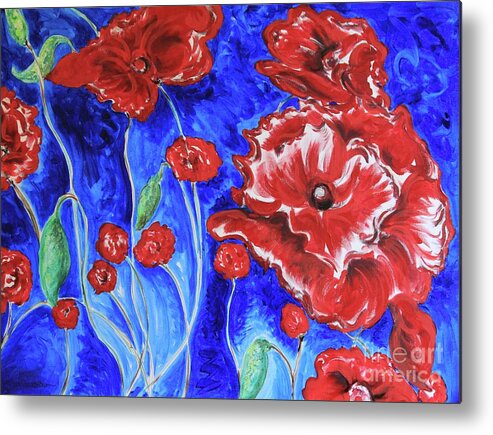 Garden Metal Print featuring the painting Bright Poppies by Carrie Godwin