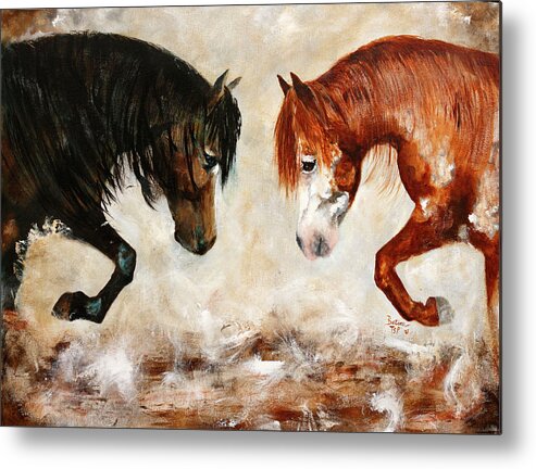 Horses Metal Print featuring the painting Brothers Hawk and Bo by Barbie Batson