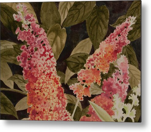 Floral Metal Print featuring the painting ButterflBush by Heidi E Nelson