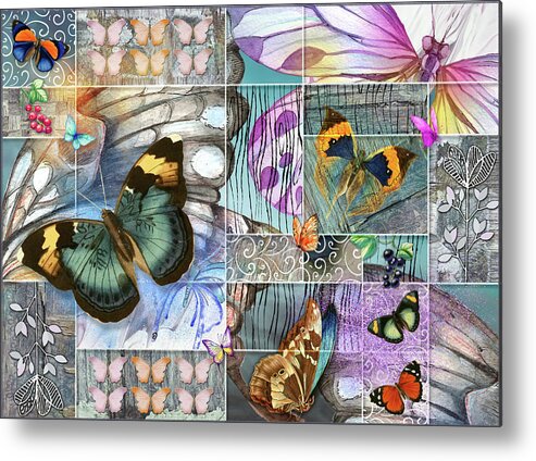 Butterfly Metal Print featuring the digital art Butterfly Wings Collage by Linda Carruth