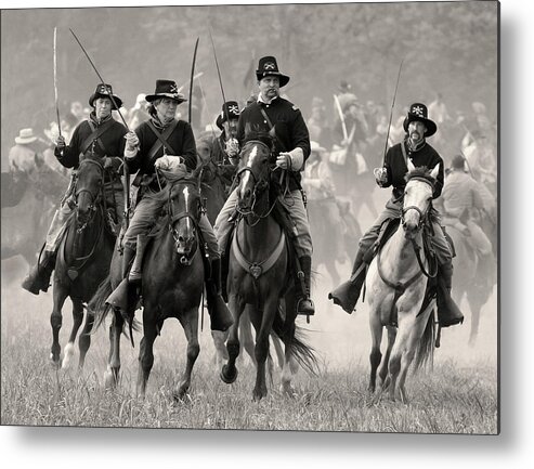 Reenactment Metal Print featuring the photograph Cavalry Skirmish by Art Cole