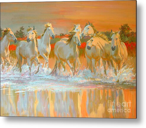 Wild; Horse Metal Print featuring the painting Camargue by William Ireland