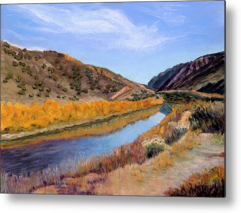 Taos Canyon Metal Print featuring the pastel Canyon View by Julie Maas