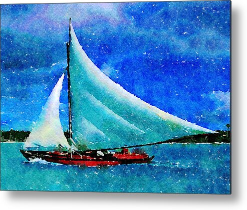 Boats Metal Print featuring the painting Caribbean Dream by Angela Treat Lyon