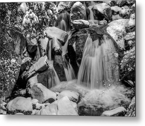 Cascade Creek Metal Print featuring the photograph Cascade Creek in Black and White by Bill Gallagher