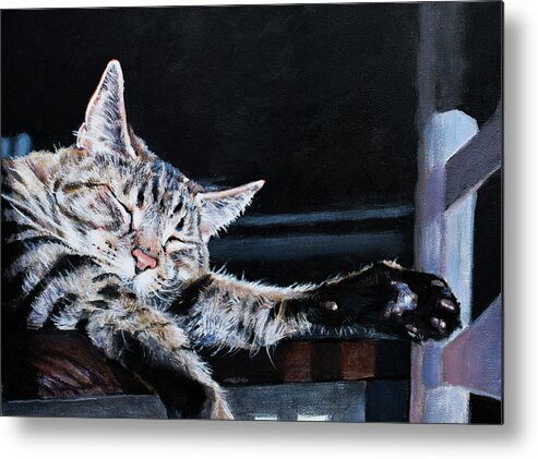Cat Metal Print featuring the painting Cat Nap by Christopher Reid