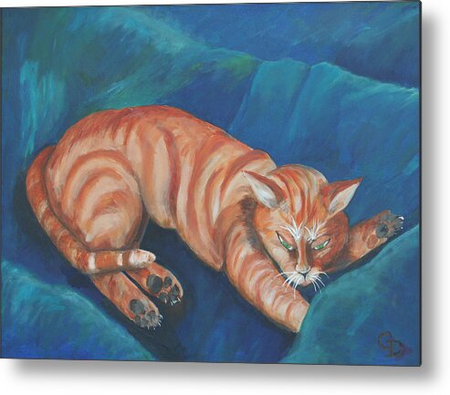 Cat Napping Metal Print featuring the painting Cat Napping by Gail Daley