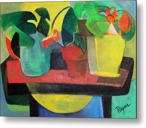 Potting Stand Metal Print featuring the painting Cezanne Potting Stand by Betty Pieper