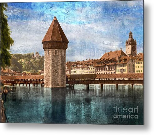 Bridge Metal Print featuring the photograph Chapel Bridge in Lucerne by Carlos Diaz