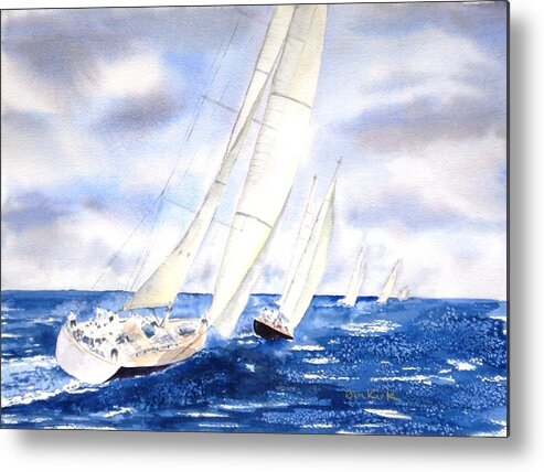 Sailing Metal Print featuring the painting Chasing the Fleet by Diane Kirk