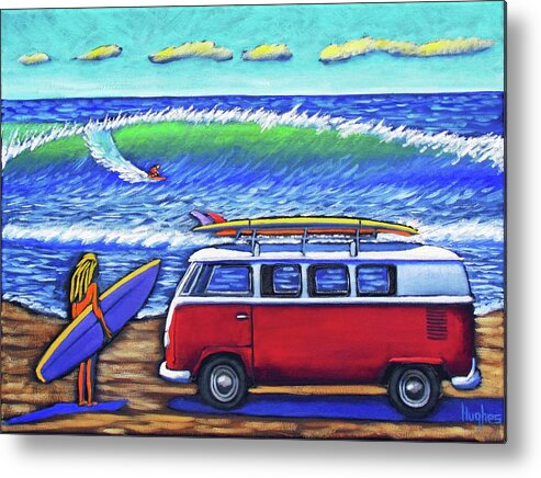 Surf Metal Print featuring the painting Checking Out the Waves by Kevin Hughes