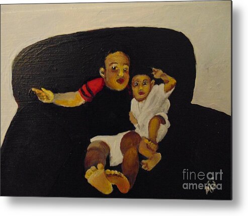 Babies Metal Print featuring the painting Cherubs by Saundra Johnson