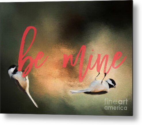 Hanging Chickadee Metal Print featuring the photograph Chickadee Love by Darren Fisher
