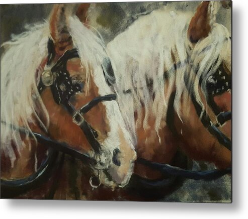 Pastel Metal Print featuring the pastel Christmas Haflingers by Jim Fronapfel
