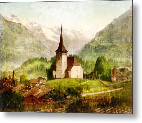 Church In The Alps Metal Print featuring the photograph CHURCH iN THE ALPS by Carlos Diaz