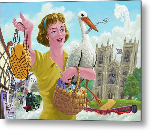 Bird Stork Metal Print featuring the painting city of york UK by Martin Davey