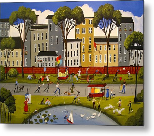 Folk Art Metal Print featuring the painting City Park by Debbie Criswell