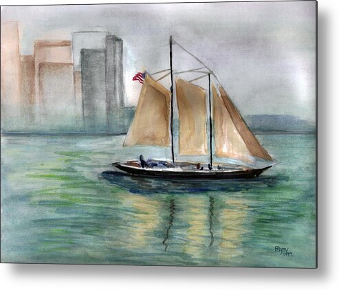 Sail Boats Metal Print featuring the painting City Sail by Clara Sue Beym