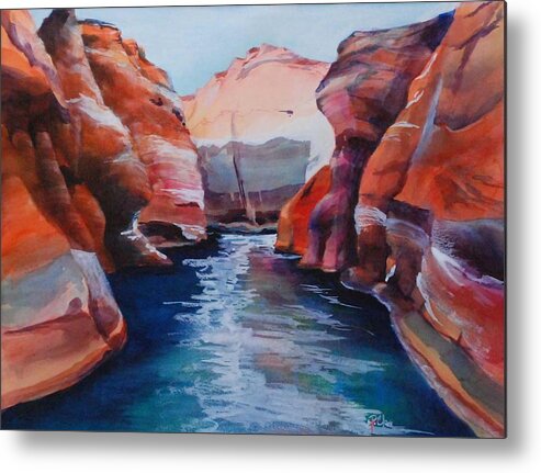 Seacape Metal Print featuring the painting Cliff Tapestries by Donna Pierce-Clark