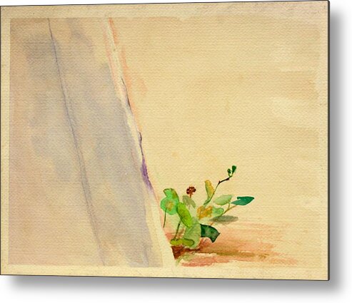Clover Metal Print featuring the painting Clover in Sidewalk by Sheri Parris